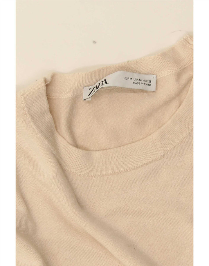 Женский джемпер с круглым вырезом Zara UK 12, средний бежевый
