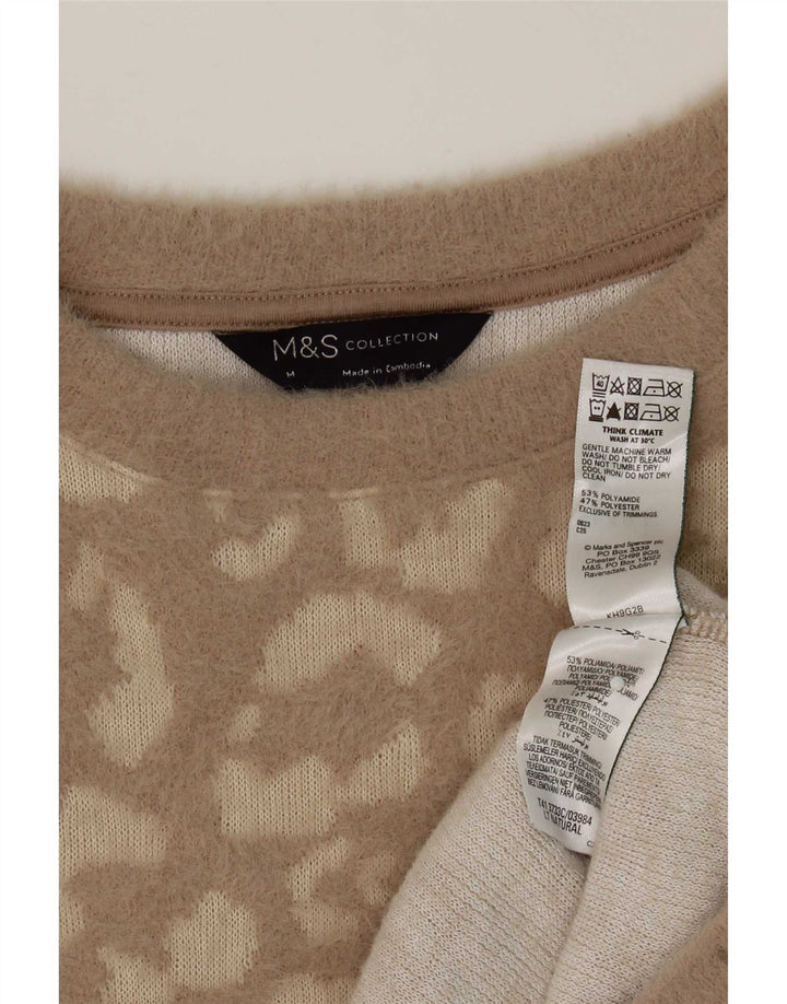 Женский джемпер с круглым вырезом Marks & Spencer UK 14, средний коричневый цвет