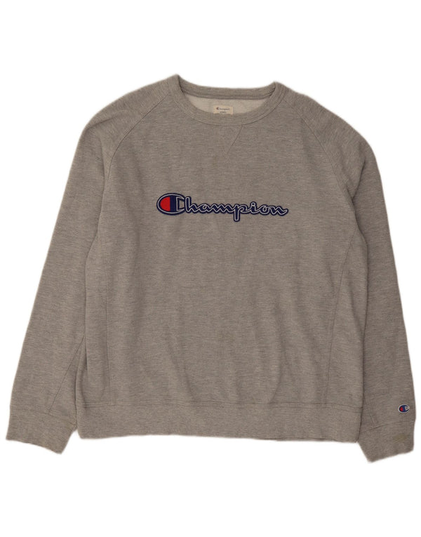 Champion Mens Graphic Sweatshirt Jumper 2XL Grey Flecked