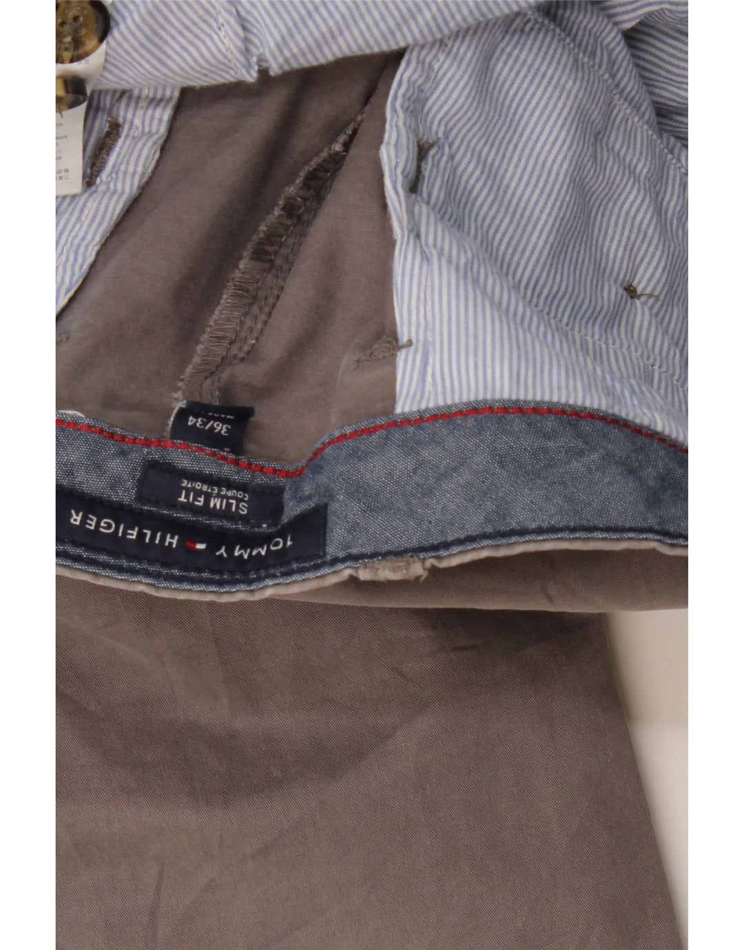 TOMMY HILFIGER Мужские брюки-чиносы узкого кроя W36 L31 Серые хлопковые