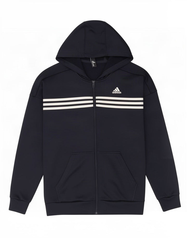 Мужской свитер с капюшоном на молнии Adidas среднего размера, темно-синий, полиэстер