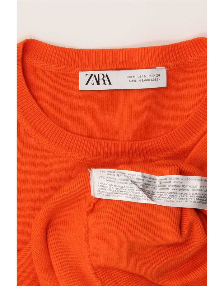 Женская укороченная блузка Zara UK 12, вискоза среднего оранжевого цвета