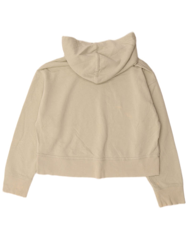 Женский укороченный джемпер с капюшоном оверсайз Zara UK 10, маленький белый, хлопковый