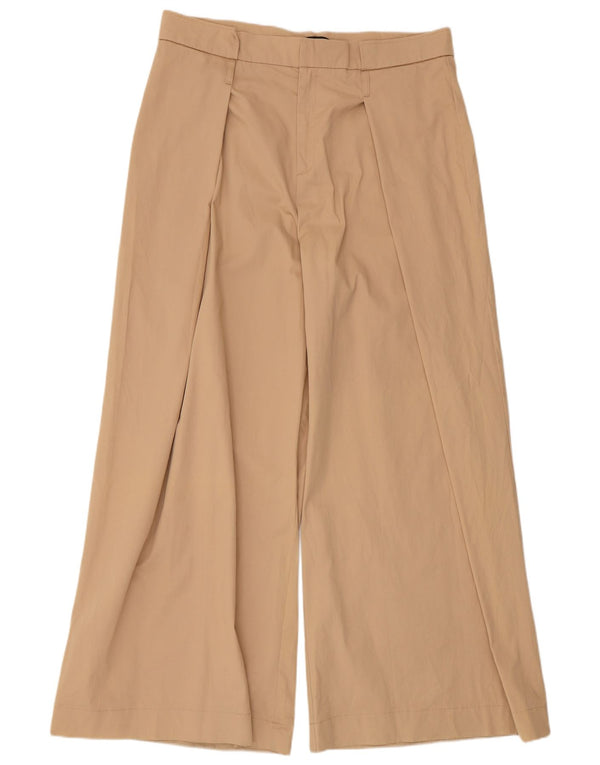 Zara Womens High Waist Wide Leg Casual Trousers EU 38 2XL W34 L31 Beige