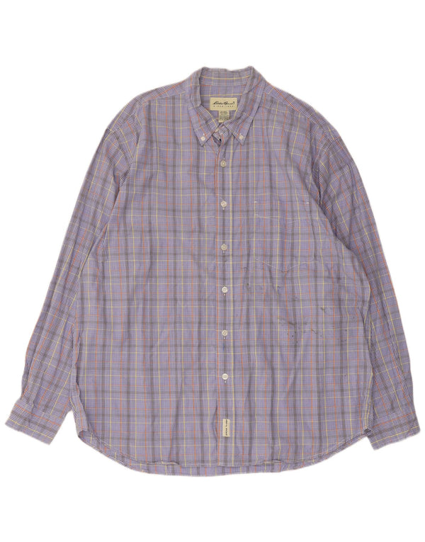 Мужская рубашка Eddie Bauer XL, синяя клетка, хлопок
