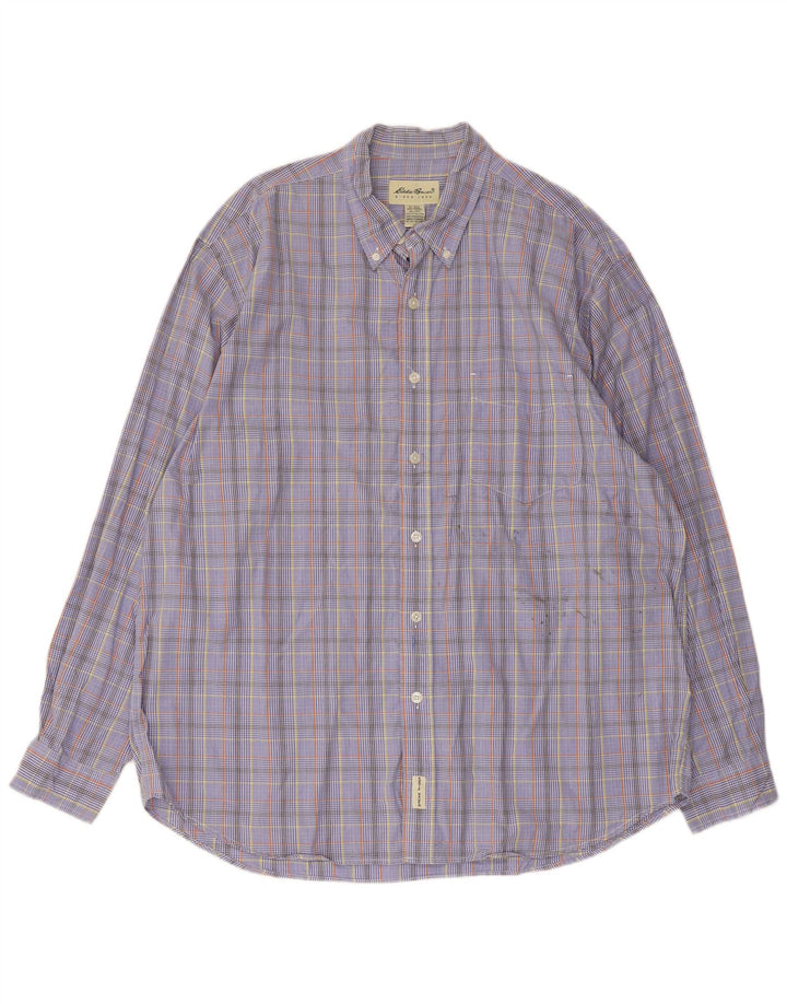 Мужская рубашка Eddie Bauer XL, синяя клетка, хлопок
