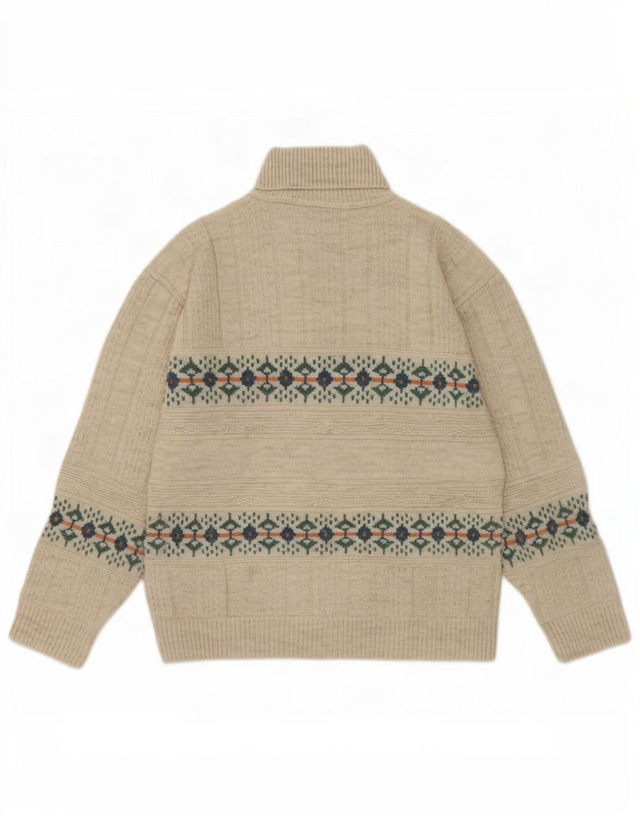 Мужской джемпер с высоким воротником North полюс, средний бежевый Fair Isle