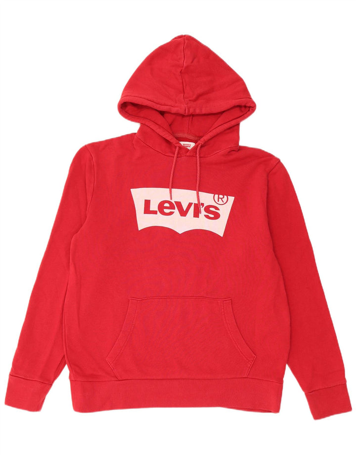 Мужской джемпер с капюшоном Levi's, красный, хлопковый, среднего размера