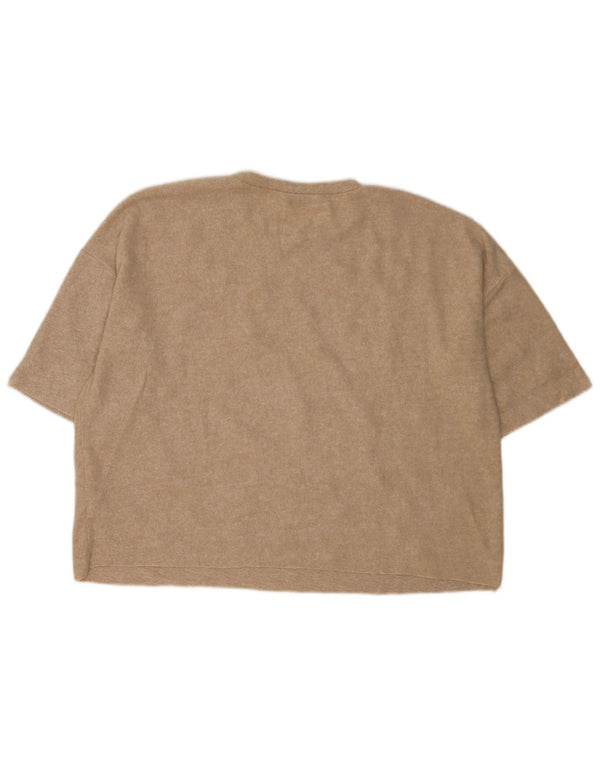 Женская футболка оверсайз Zara Trafaluc Top UK 14 Medium Бежевый в крапинку