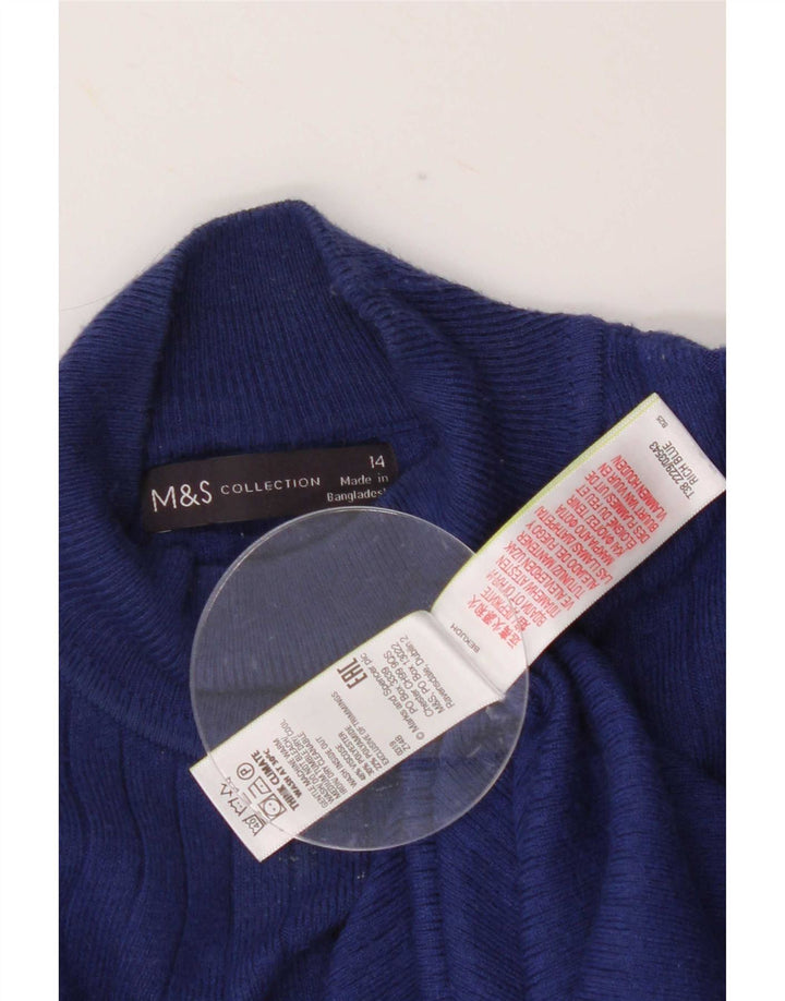 Женский джемпер с высоким воротником Marks & Spencer, Великобритания, 14, средний синий, вискоза