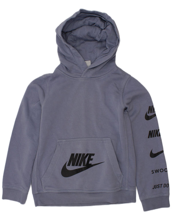 Джемпер с капюшоном Nike для мальчиков с рисунком Swoosh, 8–9 лет, маленький синий, хлопок