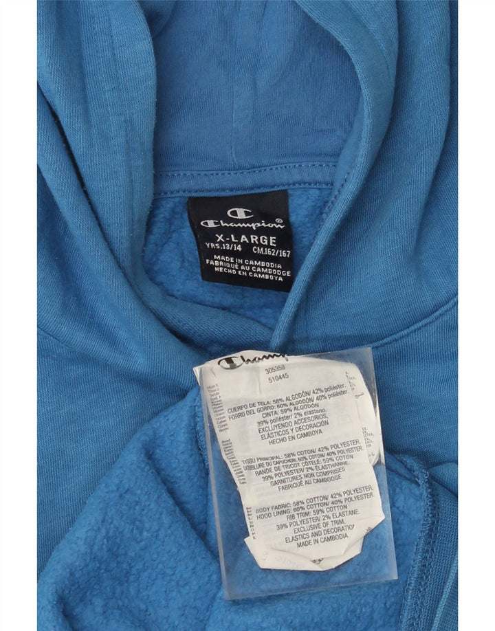 Джемпер с капюшоном CHAMPION для мальчиков с рисунком, 13–14 лет, размер XL, синий хлопок