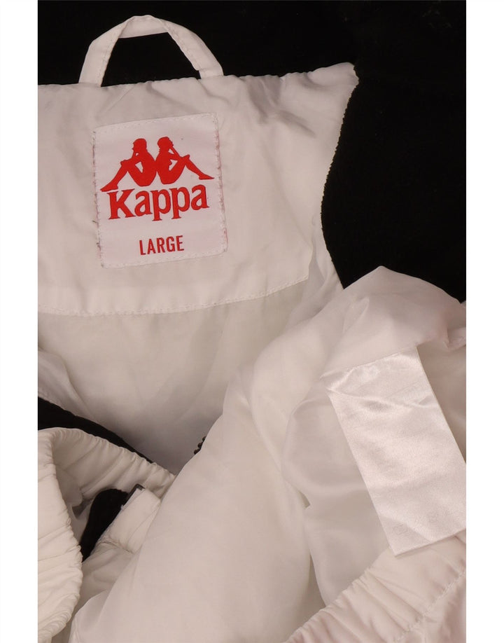 Мужская стеганая куртка Kappa UK 40, большая белая, полиэстер с цветными блоками