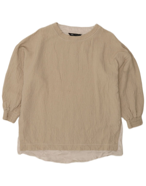 Женская блузка оверсайз Zara UK 6 XS Бежевый хлопок