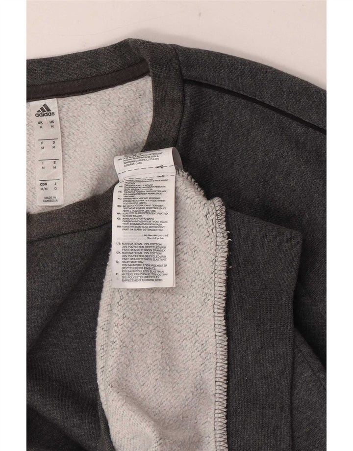 Мужской свитшот Adidas Regular Fit, хлопковый джемпер среднего серого цвета с крапинками