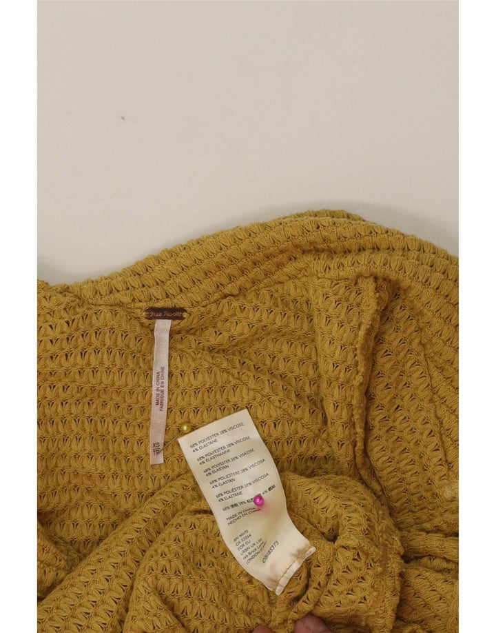 Женский топ Free People с длинным рукавом UK 6 XS, желтый полиэстер