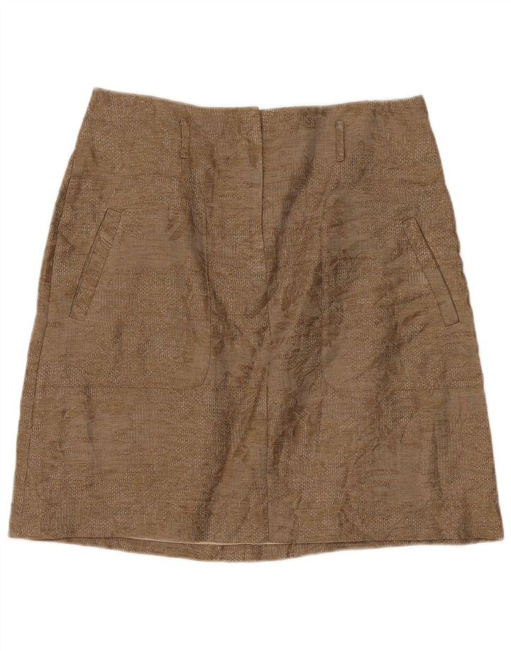 Женская мини-юбка Massimo Dutti W34, большая, бежевая с цветочным принтом