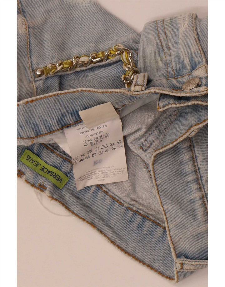 Versace Женские джинсовые шорты с потертостями W28, средний синий, хлопок