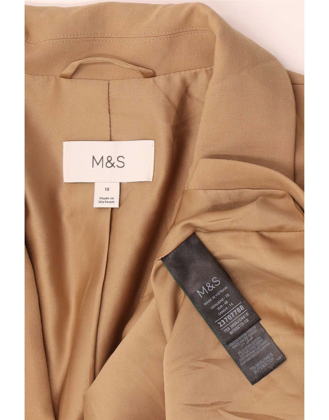 Женский пиджак на 1 пуговице Marks & Spencer UK 18 XL, бежевый полиэстер
