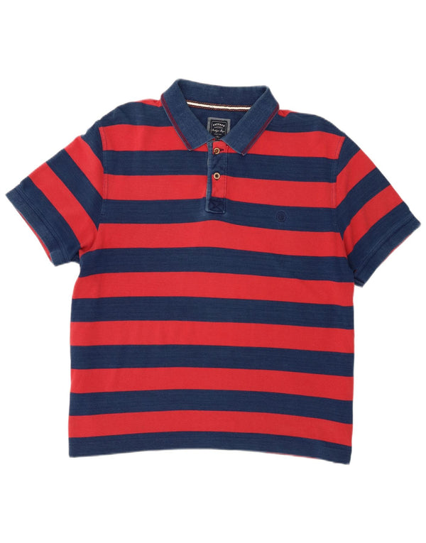 Fat Face Mens Polo Shirt XL Navy Blue Striped Cotton