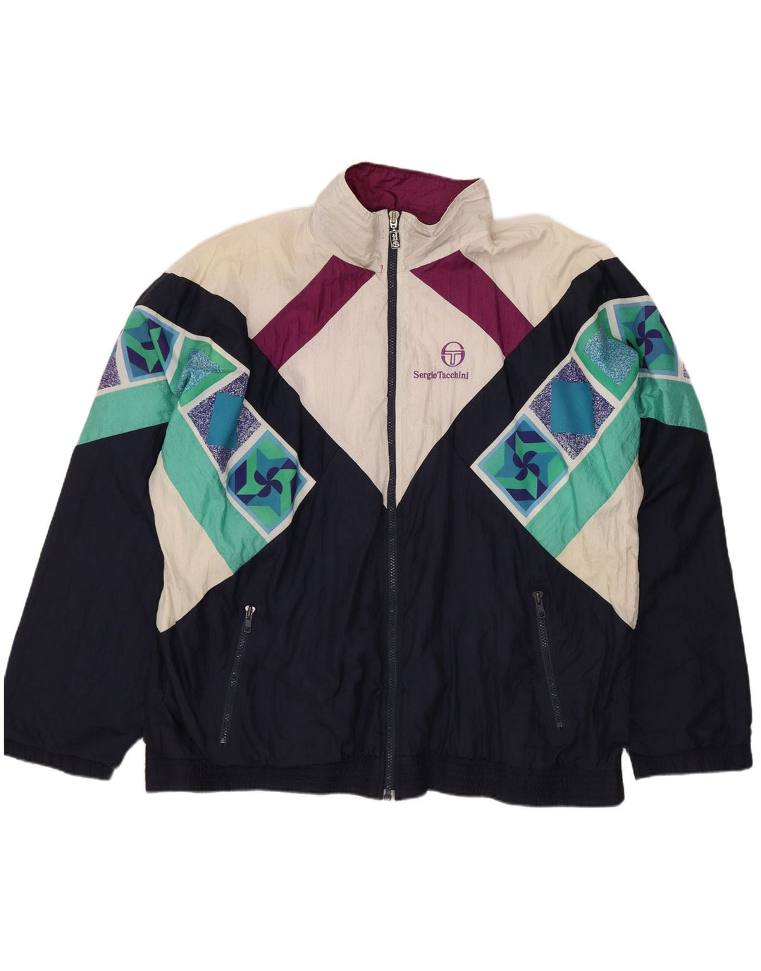Мужской спортивный костюм Sergio Tacchini IT 52, большой темно-синий с геометрическим узором