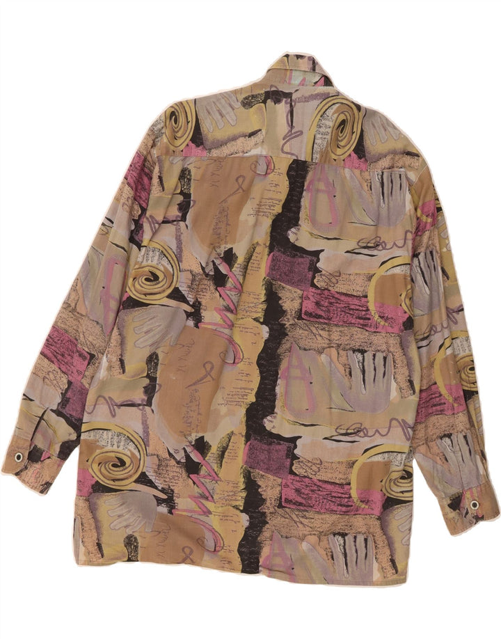 VINTAGE Mens Abstract Pattern Shirt Size 39/40 Medium Beige Vintage Vintage and Second-Hand Vintage from Messina Hembry 