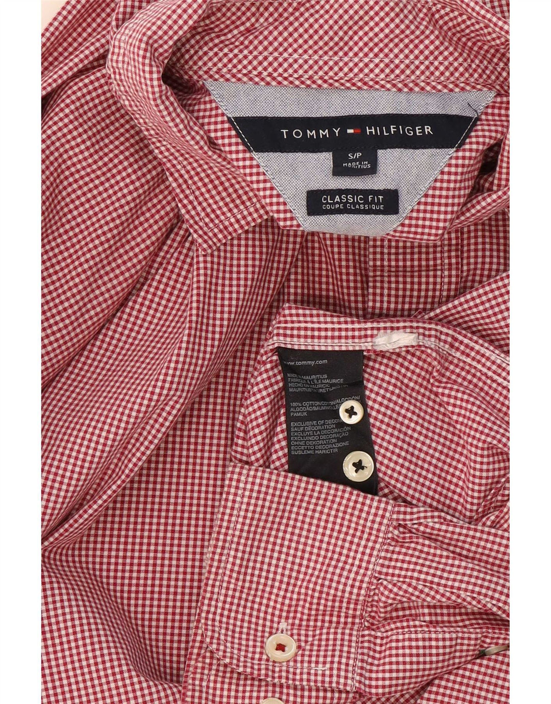 Мужская рубашка классического кроя Tommy Hilfiger, маленькая красная клетка, хлопок
