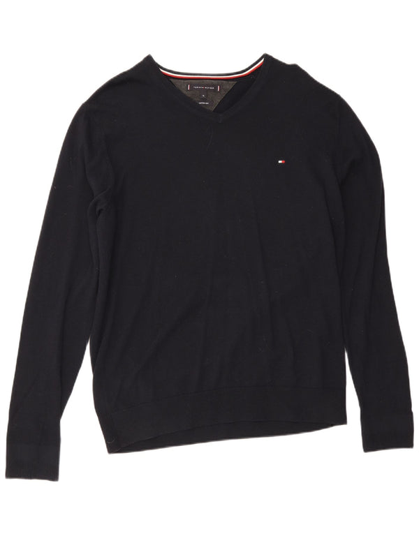 Мужской джемпер с v-образным вырезом Tommy Hilfiger XL, темно-синий, хлопок