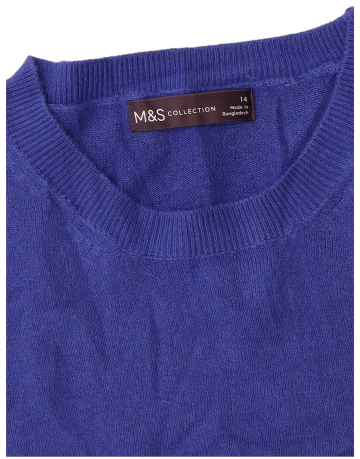 Женский джемпер с круглым вырезом Marks & Spencer UK 14, средний синий