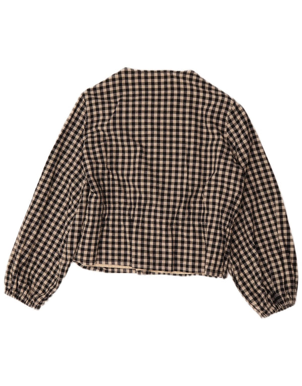 Женский бомбер Zara UK 16, большой черный хлопок в мелкую клетку