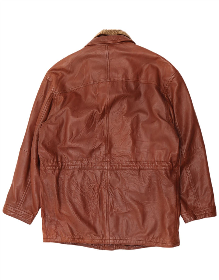 Мужское кожаное пальто Nivola UK 42 XL Коричневое