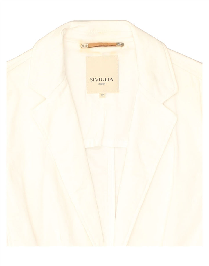SIVIGLIA Womens 1 Button Blazer Jacket IT 46 Large White Cotton | Vintage SIVIGLIA | Thrift | Second-Hand SIVIGLIA | Used Clothing | Messina Hembry 