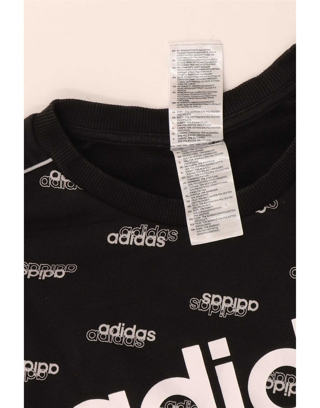 Мужской свитер с рисунком Adidas, большой черный хлопковый джемпер