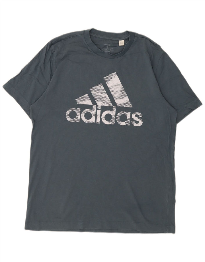 Мужская футболка Adidas с рисунком, маленький синий хлопок