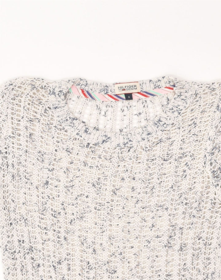 TOMMY HILFIGER Womens Crew Neck Jumper Sweater UK 10 Small Beige Flecked | Vintage Tommy Hilfiger | Thrift | Second-Hand Tommy Hilfiger | Used Clothing | Messina Hembry 