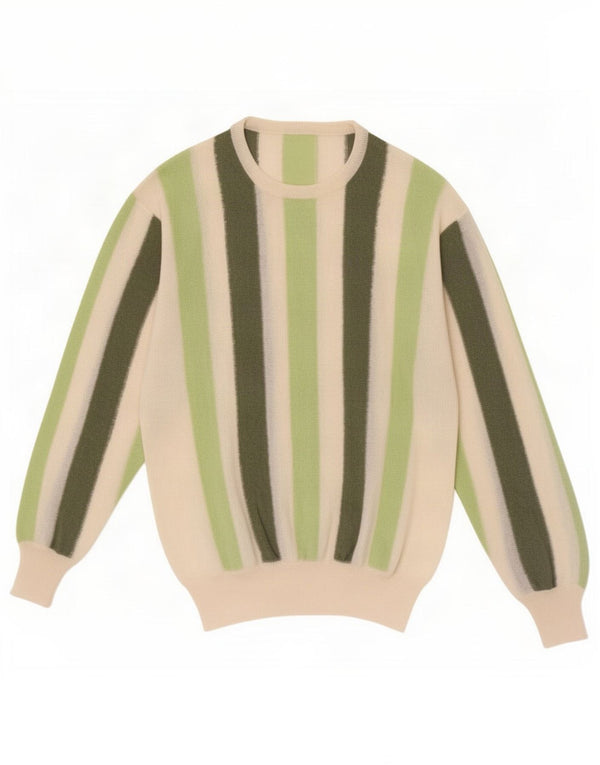 Vintage Womens Boat Neck Jumper Sweater UK 16 Large Green Striped