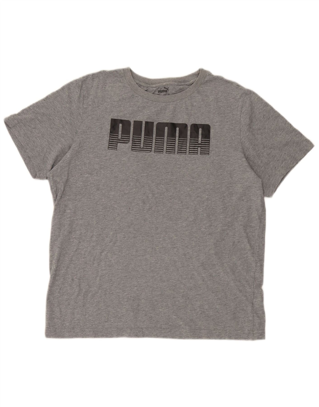 Мужская футболка с рисунком Puma, хлопковый топ среднего серого цвета с крапинками