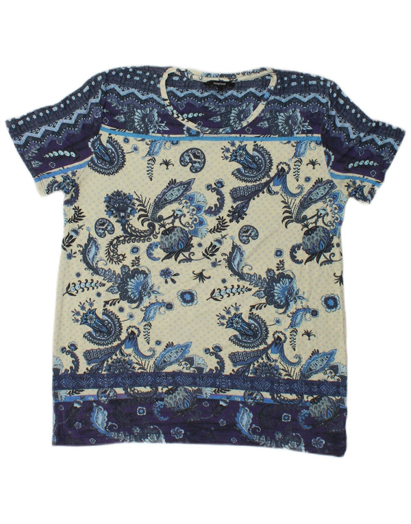 Женская футболка Desigual Top UK 10, маленькая синяя с узором пейсли
