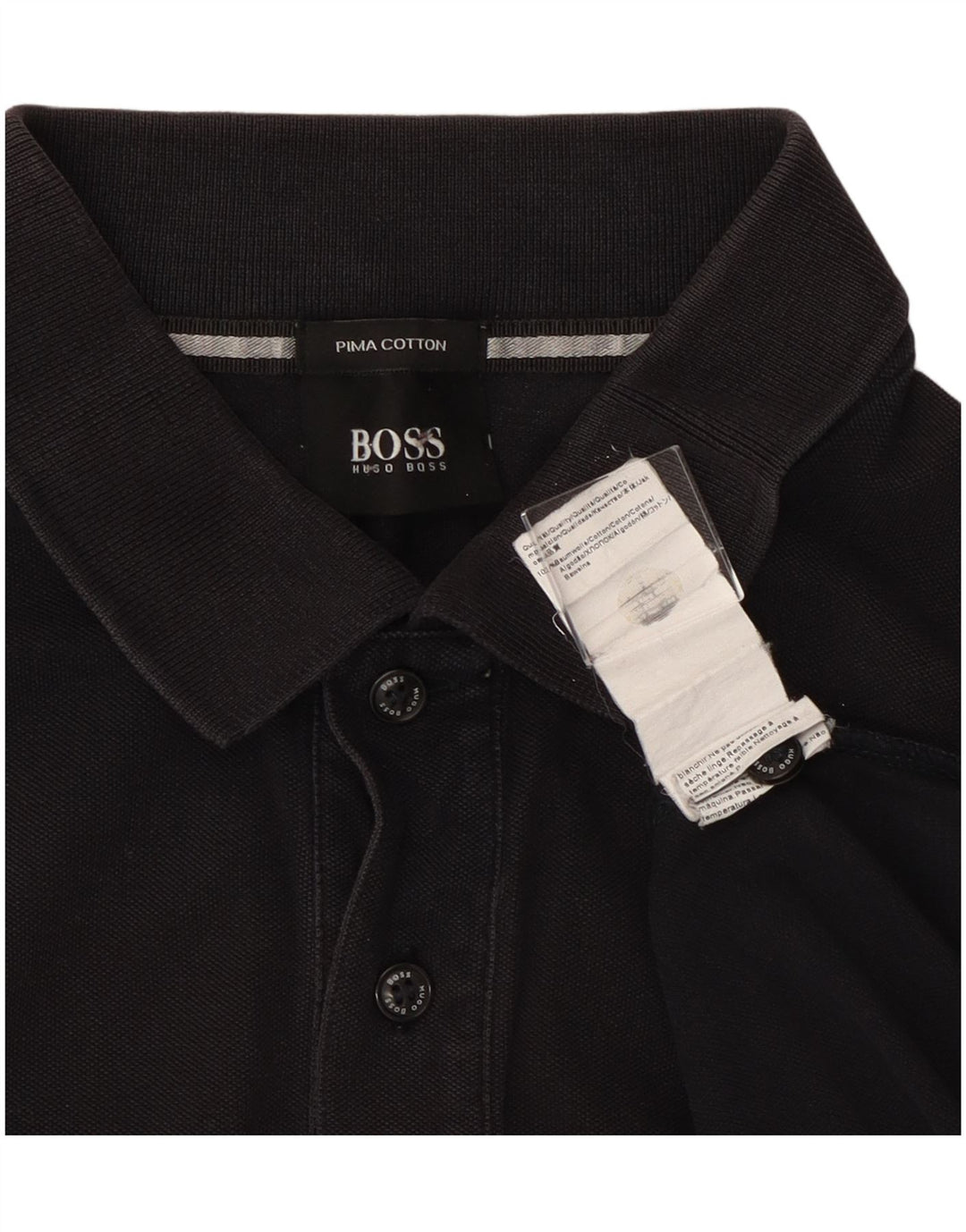 Мужская рубашка поло Hugo Boss, средний черный хлопок