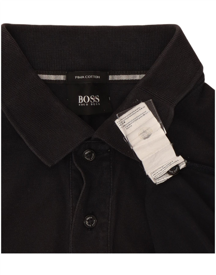 Мужская рубашка поло Hugo Boss, средний черный хлопок