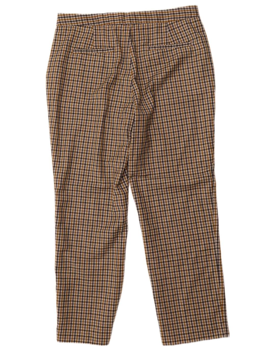 MASSIMO DUTTI Womens Crop Slim Chino Trousers W30 L26 Beige Gingham
