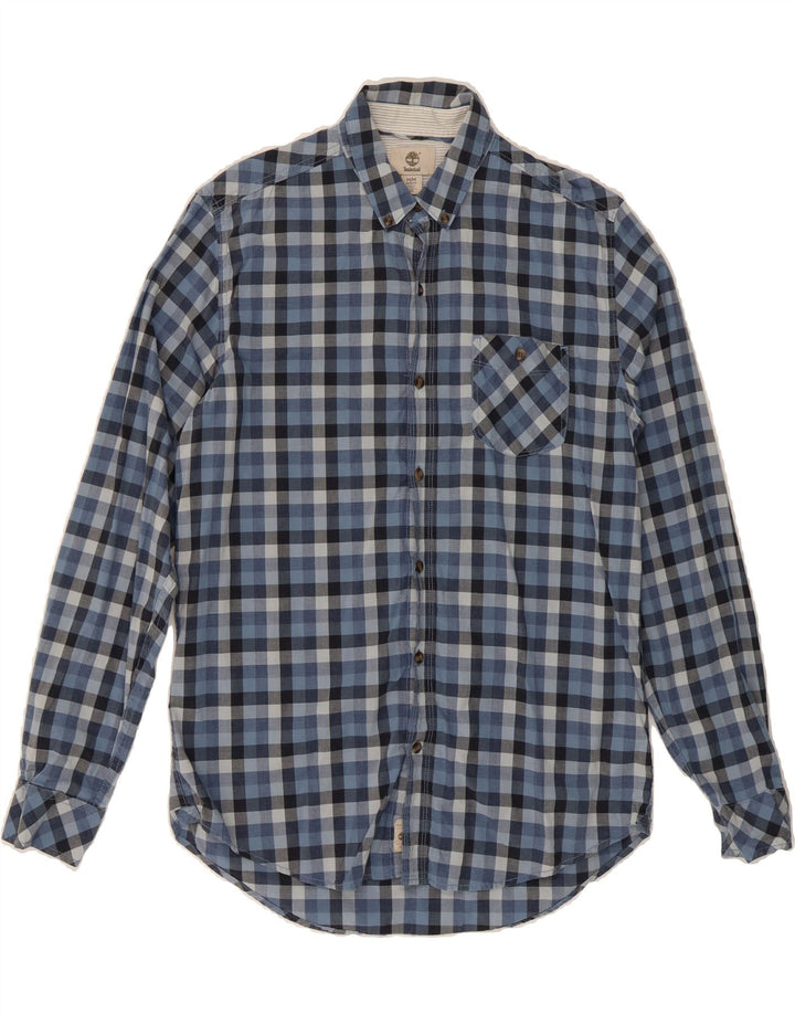 TIMBERLAND Mens Slim Fit Shirt Medium Blue Check Cotton Vintage Timberland and Second-Hand Timberland from Messina Hembry 
