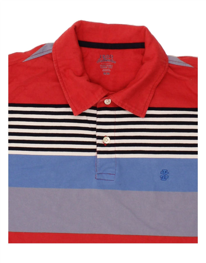 IZOD Mens Salt Water Polo Shirt Medium Multicoloured Striped Cotton Vintage Izod and Second-Hand Izod from Messina Hembry 