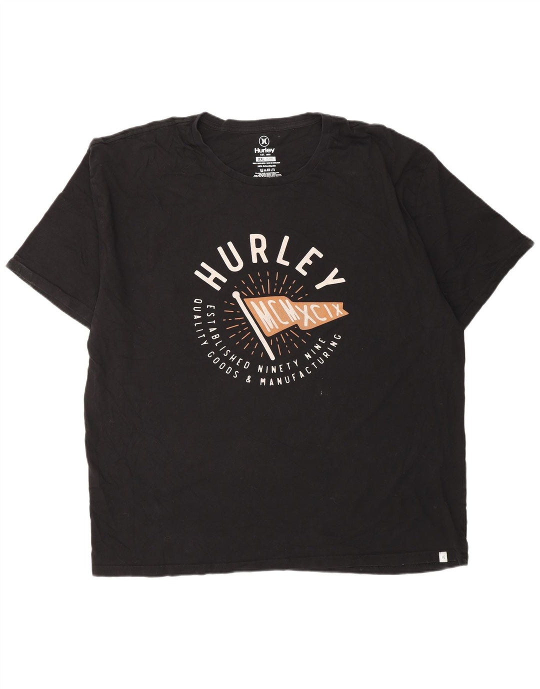 HURLEY Мужская футболка с рисунком Top XL, черный хлопок
