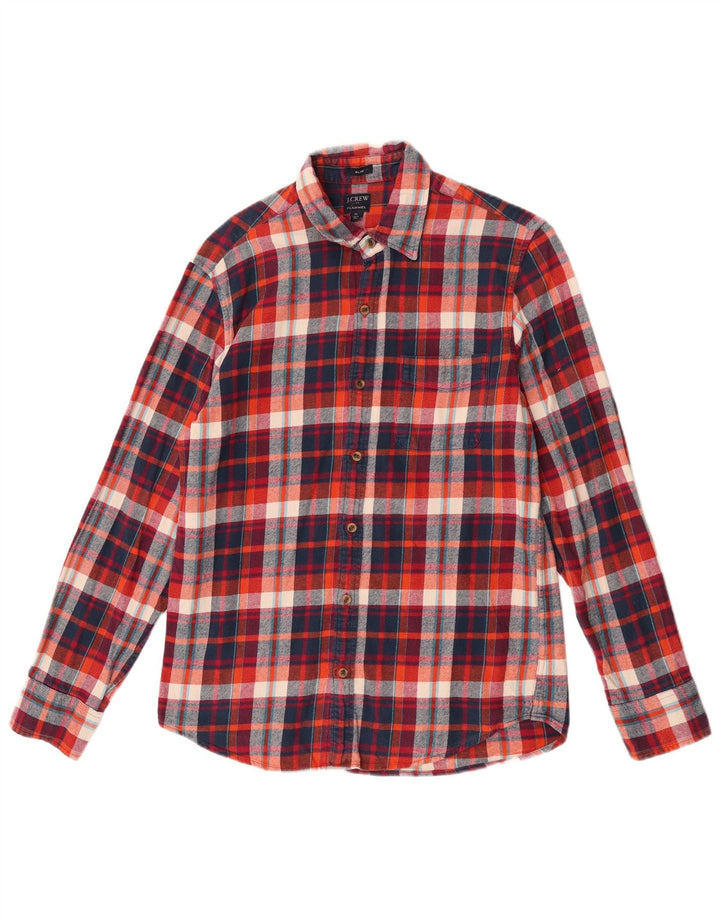 Мужская тонкая фланелевая рубашка J. Crew, хлопковая клетка среднего красного цвета