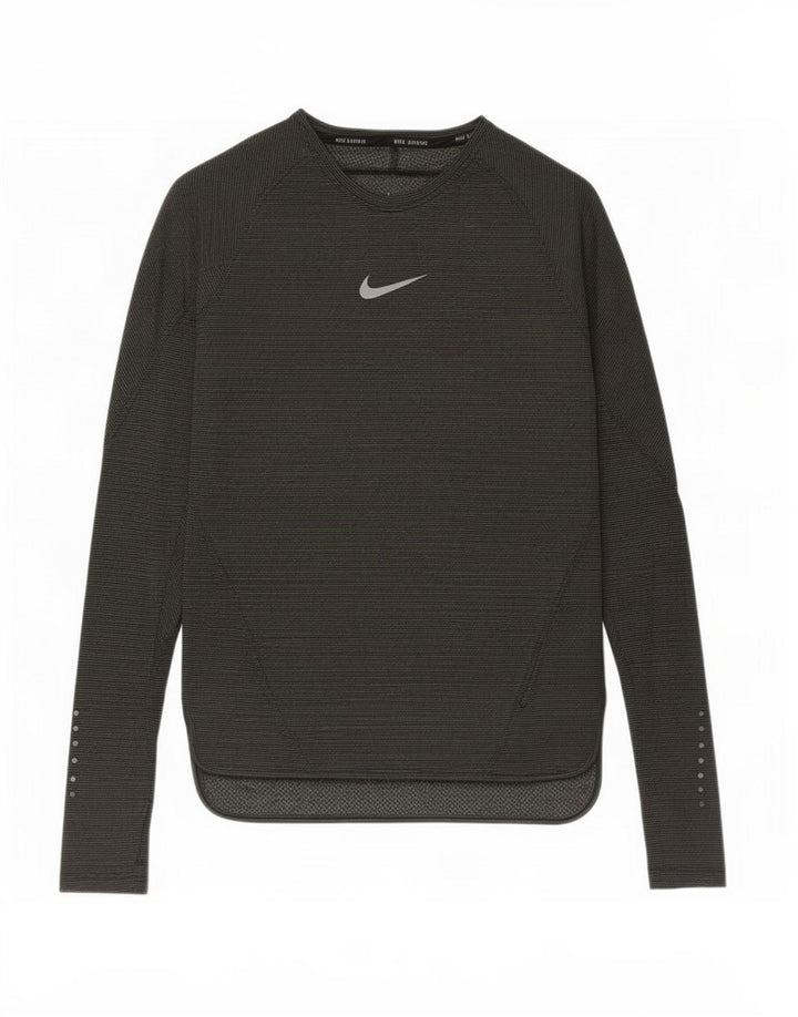 Мужской топ Nike с длинным рукавом, маленький цвет хаки, полосатый полиэстер