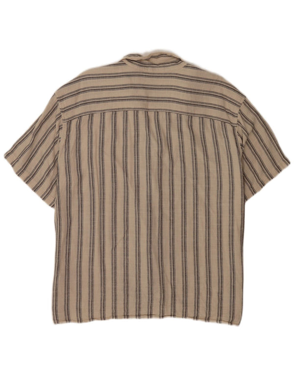 Мужская рубашка с коротким рукавом Jack & Jones XL, хлопковая бежевая полоска