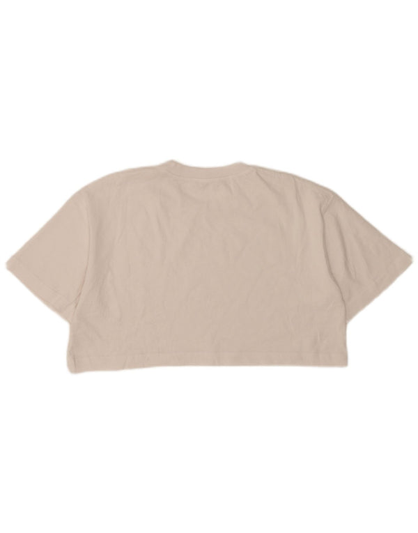 Женская укороченная футболка оверсайз Zara Top UK 10, маленький белый хлопок
