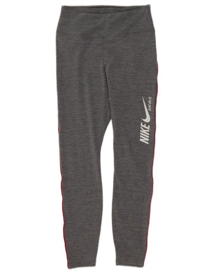 Женские леггинсы с рисунком Nike Dri Fit UK 10, маленькие серые, полиэстер