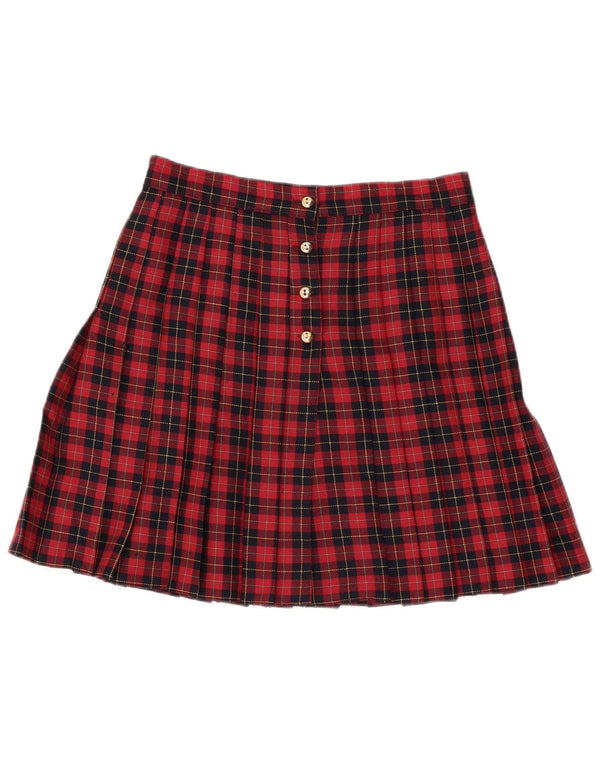 Винтажная женская мини-плиссированная юбка с высокой талией IT46, большая W28, шерсть в красную клетку